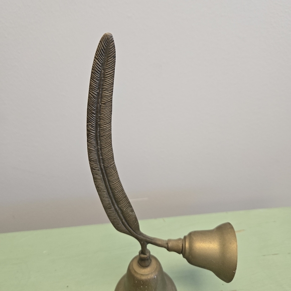 Brass Feather Quill Double Bell Vintage - Picture 3 of 7